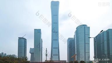 北京北京CBD商业区建筑群中国尊固定延时摄影